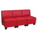 Mendler Modular 3-Sitzer Sofa Couch Lyon, Kunstleder ~ rot, ohne Armlehnen