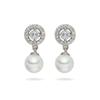 Lulu & Jane Perlen-Ohrstecker Messing Zirkonia Muschelkernperle in Silber 20,5 mm Damen