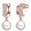 Lulu & Jane Perlen-Creolen Metall-Legierung Glas Muschelkernperle in Roségold 28,5 mm Damen