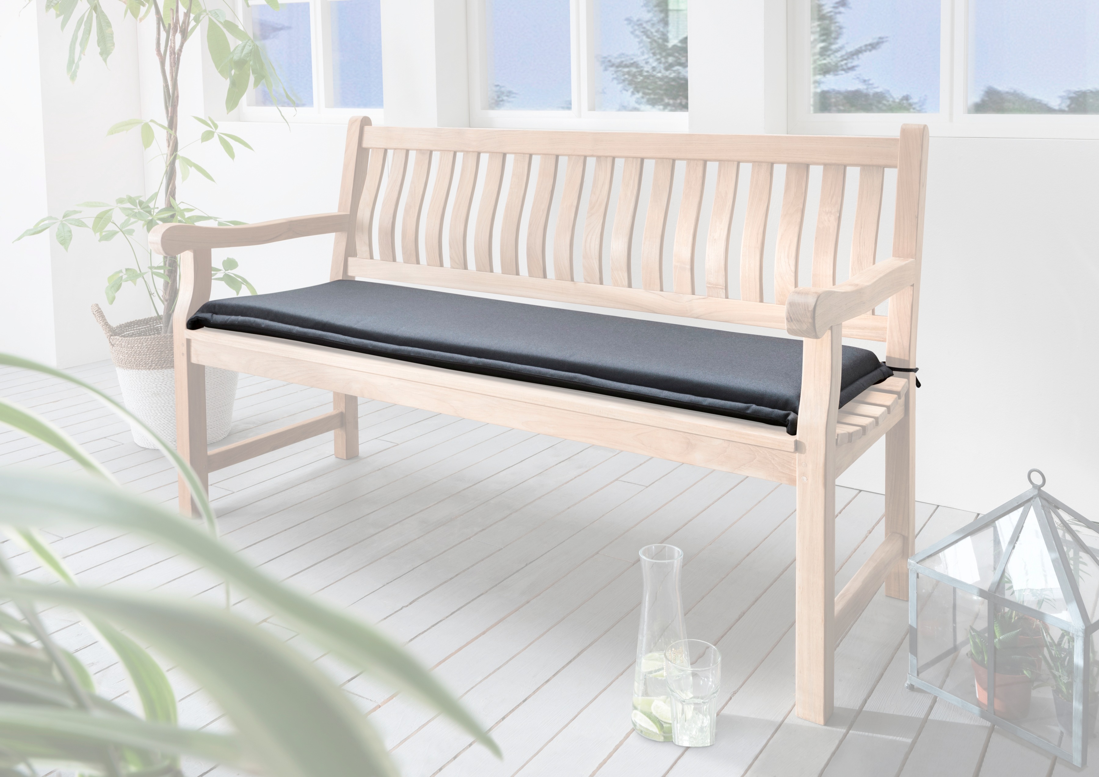 Bankauflage DESTINY "POLSTER", grau, B:150cm T:45cm, Obermaterial: 100% Polyester. Füllung: 100% Polyurethan, Polsterauflagen, Bankauflage, Polyester