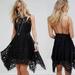 Free People Dresses | Free People Black Just Like Honey Drape Hem Lace Mini Dress | Color: Black | Size: S