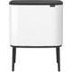Brabantia Bo Touch Bin - 3 x 11 Litre Inner Buckets (White) Waste/Recycling Kitchen Bin with Removable Compartments + Free Bin Bags