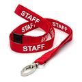 CKB Ltd Red Staff LANYARDS Breakaway Safety Lanyard Neck Strap Swivel Metal Clip for ID Card Holder - Pull Quick Release Design Pack of 50
