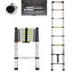 2.6 Meter Heavy DutyCollapsible Ladder Aluminum Alloy Telescopic Extension Ladder Lightweight Portable Straight Extendable Steps, Max Load 150kg/330lb, for Home Loft RV Ladder