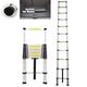 3.2 Meter Heavy DutyCollapsible Ladder Aluminum Alloy Telescopic Extension Ladder Lightweight Portable Straight Extendable Steps, Max Load 150kg/330lb, for Home Loft RV Ladder