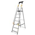 Drabest PRO SERIES LADDERS 7-Step Aluminum Household Ladder with Handrails 150 KG - - Aluminum Step Ladder – Ladders Multi Purpose – Folding Foldable Step Ladder – Aluminium Ladders – 50 x 217 x 12 cm
