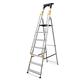 Drabest PRO SERIES LADDERS 7-Step Aluminum Household Ladder with Handrails 150 KG - - Aluminum Step Ladder – Ladders Multi Purpose – Folding Foldable Step Ladder – Aluminium Ladders – 50 x 217 x 12 cm