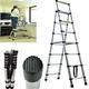 1.7m/2m Telescopic Ladder DIY Aluminum Alloy Folding Extendable, Adjustable Step,Lightweight Extension Ladder for Home Office Loft Use (5+6 steps)