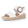 Keilsandalette GABOR, Damen, Gr. 41, weiß (sanftes weiß), Glattleder, unifarben, klassisch, Schuhe, Sommerschuh, Riemchensandale, Klettverschluss unter der Zierschnalle
