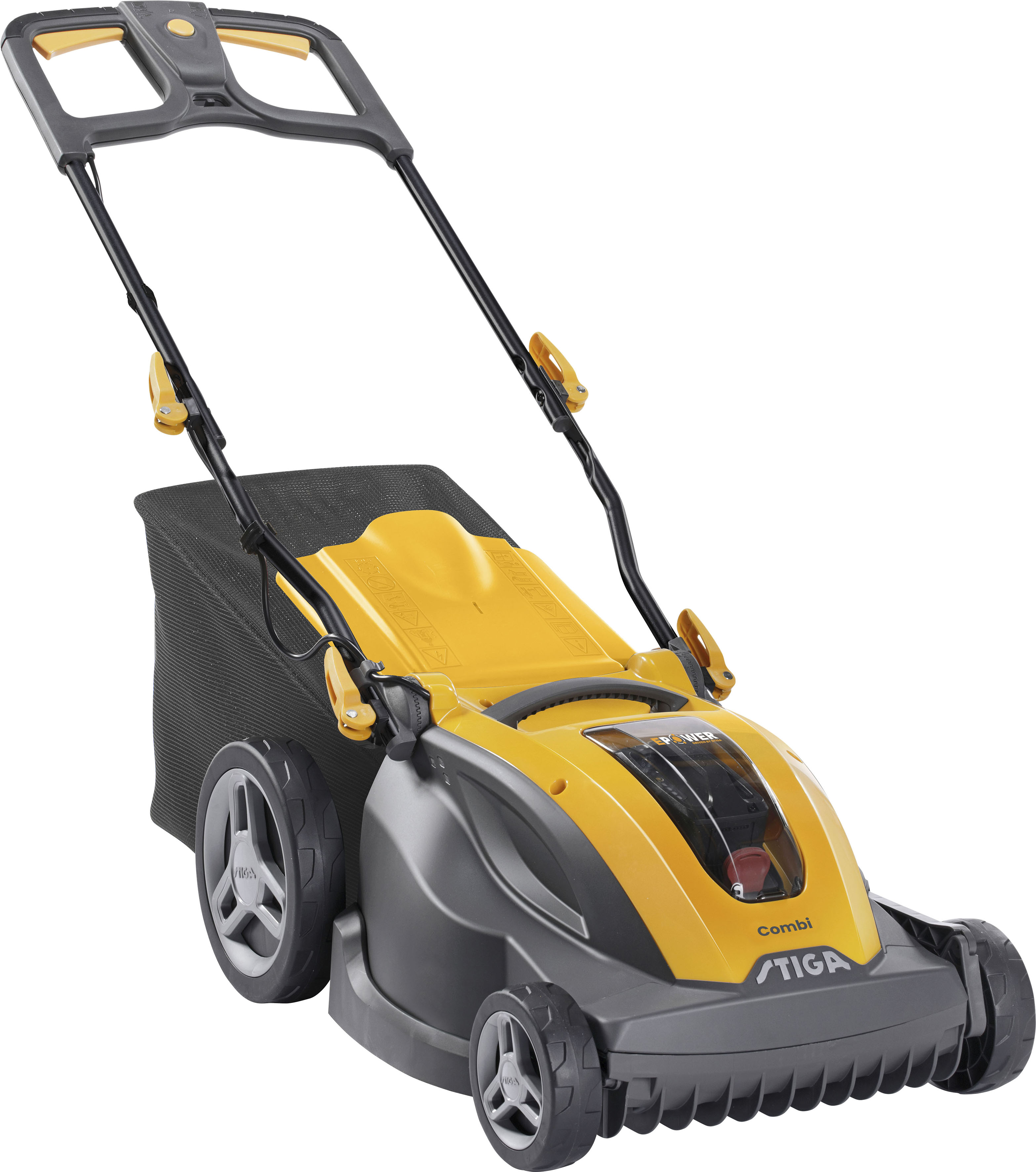 Akkurasenmäher STIGA GARDEN "COMBI 344e", gelb, B:48,5cm H:104cm T:141cm, Rasenmäher, mit Akku 48V/5Ah und Ladegerät Image
