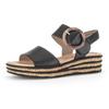 Keilsandalette GABOR, Damen, Gr. 39, schwarz, Glattleder, unifarben, klassisch, Schuhe, Sommerschuh, Riemchensandale, Klettverschluss unter der Zierschnalle