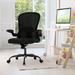 Inbox Zero Fardell Ergonomic Office Chair, Breathable Mesh Task Chair w/ Flip-up Arms & Adjustable Height Upholstered in Black | Wayfair