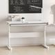 Zoomie Kids Adilen 47.2" W Writing Desk w/ Height Adjustable Wood/Metal in Brown/Gray/White | 21.6 H x 47.2 W x 23.6 D in | Wayfair
