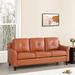 Red Barrel Studio® Jantjeline 3 Seater Sofa Button Tufted Upholstered Sofa Modern Couch Durable Living Room Furniture Faux in Brown | Wayfair