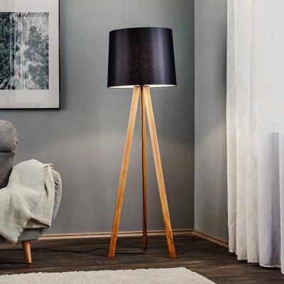 Quitani Stehlampe Alos, Eiche, Chintz schwarz, Tripod Image