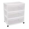 Mobile 3-Drawer Storage Cart Wardrobe Home Storage Cabinet in Clear White - 25 x 22 x 16 inches