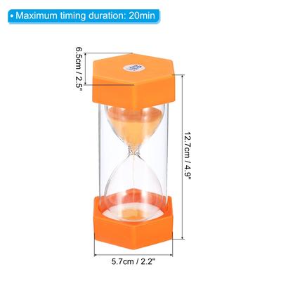 20 Min Sand Timer, Hexagon w Plastic Cover Count Down Sand Clock Glass