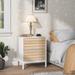 Modern Nightstand Set of 2, White Wood Nightstands with 2 Drawers