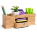 MissionMax Small Bamboo Caddy Desk Organizer with Drawer and Compartments