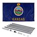 Kansas State Flag and 20ft Flagpole with PVC Ground Insert Included - 3ft x 5ft Knitted Polyester Flag State Flag Collection Flag Printed in The USA