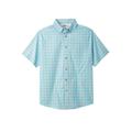 Men's Big & Tall Short Sleeve Wrinkle-Free Sport Shirt by KingSize in Light Blue Check (Size 4XL)