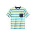 Men's Big & Tall Shrink-Less Lightweight Pocket Crewneck T-Shirt by KingSize in Light Teal Stripe (Size 3XL)