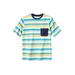 Men's Big & Tall Shrink-Less Lightweight Pocket Crewneck T-Shirt by KingSize in Light Teal Stripe (Size 5XL)