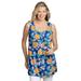 Plus Size Women's Sleeveless Pintuck Gauze Shirt by Woman Within in Bright Cobalt Multi Fun Floral (Size 30/32)