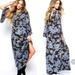 Free People Dresses | New Free People Melrose Blue Floral Maxi Dress Bell Sleeve Nwt | Color: Blue/Gray | Size: 0