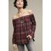 Anthropologie Tops | Anthropologie Cloth & Stone Homestead Red Plaid Off The Shoulder Soft Top Xs | Color: Red | Size: Xs