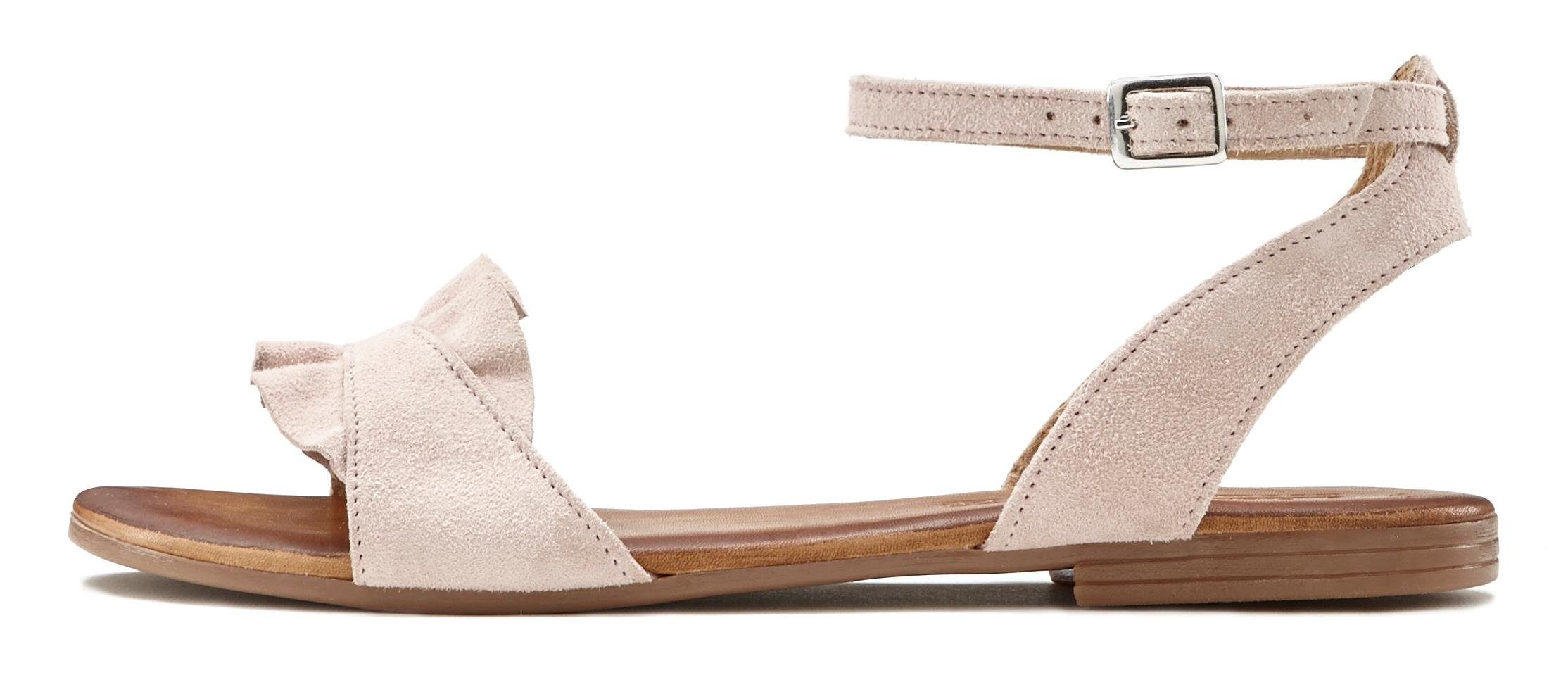 Sandale LASCANA "Sommerschuh", Damen, Gr. 40, rosa (rosé), Obermaterial: 100% Ziegenleder. Decksohle: 100% Rindsleder. Futter: 100% Schweinsleder. Laufsohle: 100% Synthetik, unifarben, Schuhe Sandale, Sandalette, Sommerschuh aus hochwertigem Leder...