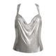 Sequins Crop Tops Shirts Crystal Body Chain Silver Rhinestone V-neck Vest Bikini Bra Backless Halter Accessories for Women Girls, One Size, Sequin,Polyester