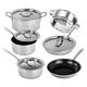 Granitestone Stainless Steel Pots and Pans Set Nonstick, 10 Pc Ceramic Kitchen Cookware Set, Induction Cookware, Long Lasting Nonstick, Hammered Design, Cool Handles, Dishwasher Safe, 100% Toxin Free