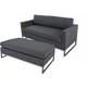 Loungesofa GARDEN PLEASURE "YARA" Sofas Gr. B/H/T: 178 cm x 66 cm x 76 cm, grau (anthrazit) Gartensofas inkl. Hocker