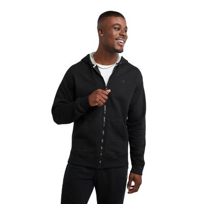 Champion Men's Powerblend Full Zip Hoodie (Size XL) Black, Cotton,Polyester