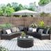 6 Pieces Outdoor Sectional Half Round Patio Rattan Sofa Set, PE Wicker Conversation Furniture Set with Side Table & Round Table
