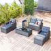 6-Piece Conversation Sectional Sofa Sets, Patio Outdoor PE Rattan Lounge Sofa