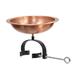 Achla Designs 15"L Round Satin Copper Hammered Birdbath w/ Wrought Iron Over Rail Bracket