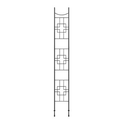 Achla Designs 135"H Graphite Powdercoat Finish Wrought Iron Outdoor Square-on-Squares Slim Trellis, Garden Accent