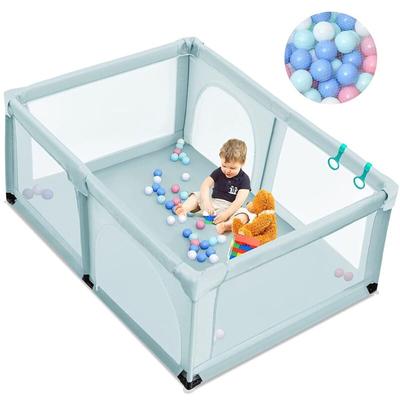 Costway - 120 x 190cm Baby Laufstall mit 50 Spielbällen, Laufgitter mit atmungsaktivem Netz und