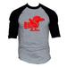 Men s Red Ancient Aztec Bird V385 Gray/Black Raglan Baseball T-Shirt Large