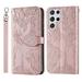 Samsung Galaxy S22 Ultra Case Samsung S22 Ultra Wallet Case Magnetic Closure Embossed Tree Premium PU Leather [Kickstand] [Card Slots] [Wrist Strap] Phone Cover for Samsung S22 Ultra Rosegold