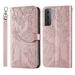 Samsung Galaxy S23 Plus Case Samsung S23 Plus Wallet Case Magnetic Closure Embossed Tree Premium PU Leather [Kickstand] [Card Slots] [Wrist Strap] Phone Cover for Samsung S23 Plus Rosegold