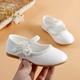 Cathalem Girls Dress Wedge Shoes Girl Shoes Small Leather Shoes Single Shoes Children Dance Shoes Girls Slip on Toddler White 3.5 Years