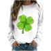 SOOMLON Women s Casual St. Patrick s Day Blouse Plus Size Green Tops 2023 Tunic Tee Pullover Shamrock Sweatshirt Dressy Tops Evening Wear Long Sleeve Round Neck White L