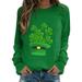 SOOMLON Womens St. Patrick s Day Tops Shamrock Print T Shirts Gnomes Pattern Tops Clover Floral Shirts St. Patrick s Day Fashion Casual Long Sleeve Round Neck Print Sweatshirt Tops Green S