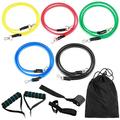 OWSOO 11pcs Fitness Resistance Bands Set Workout Exercise Tube Bands with Door Anchor Ankle Straps Cushioned Handles Carry Bags for Home Gym Travel