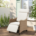 Homrest Outdoor Recliner Chair Wicker Reclining Chair W/Removable Cushion for Patio Beige