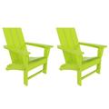 WestinTrends Ashore Adirondack Chairs Set of 2 All Weather Poly Lumber Outdoor Patio Chairs Modern Farmhouse Foldable Porch Lawn Fire Pit Plastic Chairs Outdoor Seating Lime