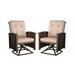 Palmetto Set of 2 Outdoor Swivel Rocking Aluminum & Wicker Patio Chairs with Cushions - Bronze/Tan